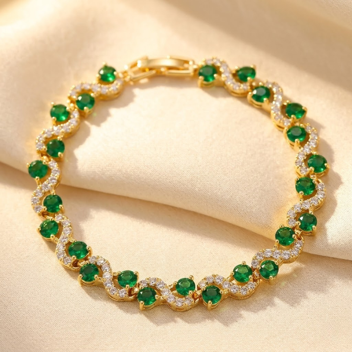 Pulseira Halo de Ouro e Esmeralda