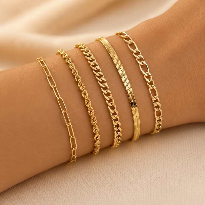 Ellis™ | Conjunto de Pulseiras Douradas