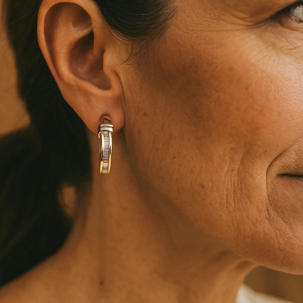 Brincos vintage em ouro e diamantes